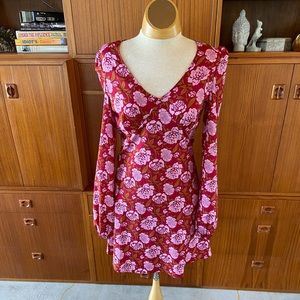 Nasty Gal Pink and Red Floral Mini Dress